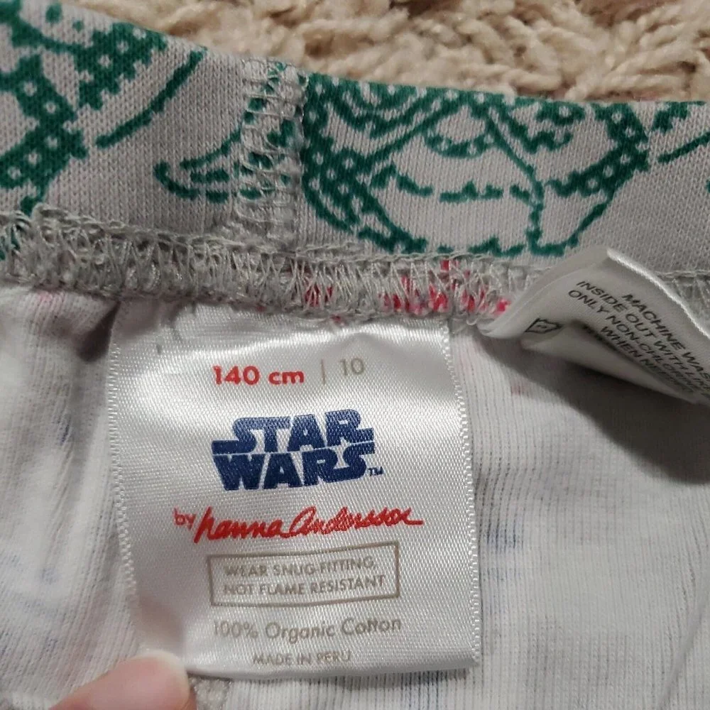 Hanna‎ Andersson Boys Pajama Pants 140 US 10 Organic Cotton Christmas Star Wars